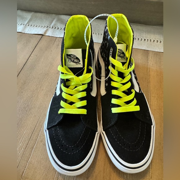 Vans SK8-HI Black/Neon Star Sneakers, NWOB, Unisex Women’s 8/Men’s 6.5 - Picture 3 of 10